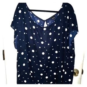 Torrid Navy blue w/ white polka dot top